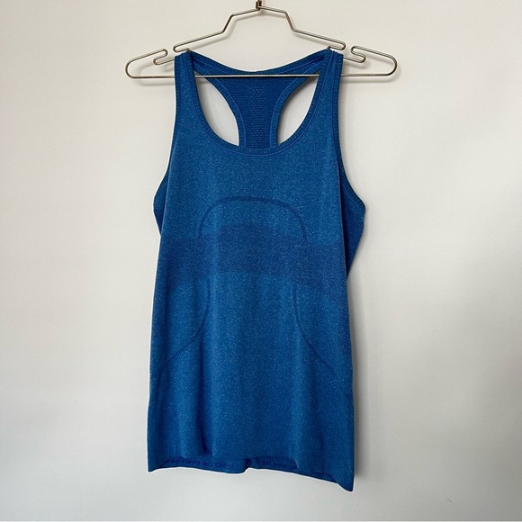 Lululemon Swiftly Tech Size 8 Heathered Light Blue Sleeveless Muscle Top - Picture 1 of 7